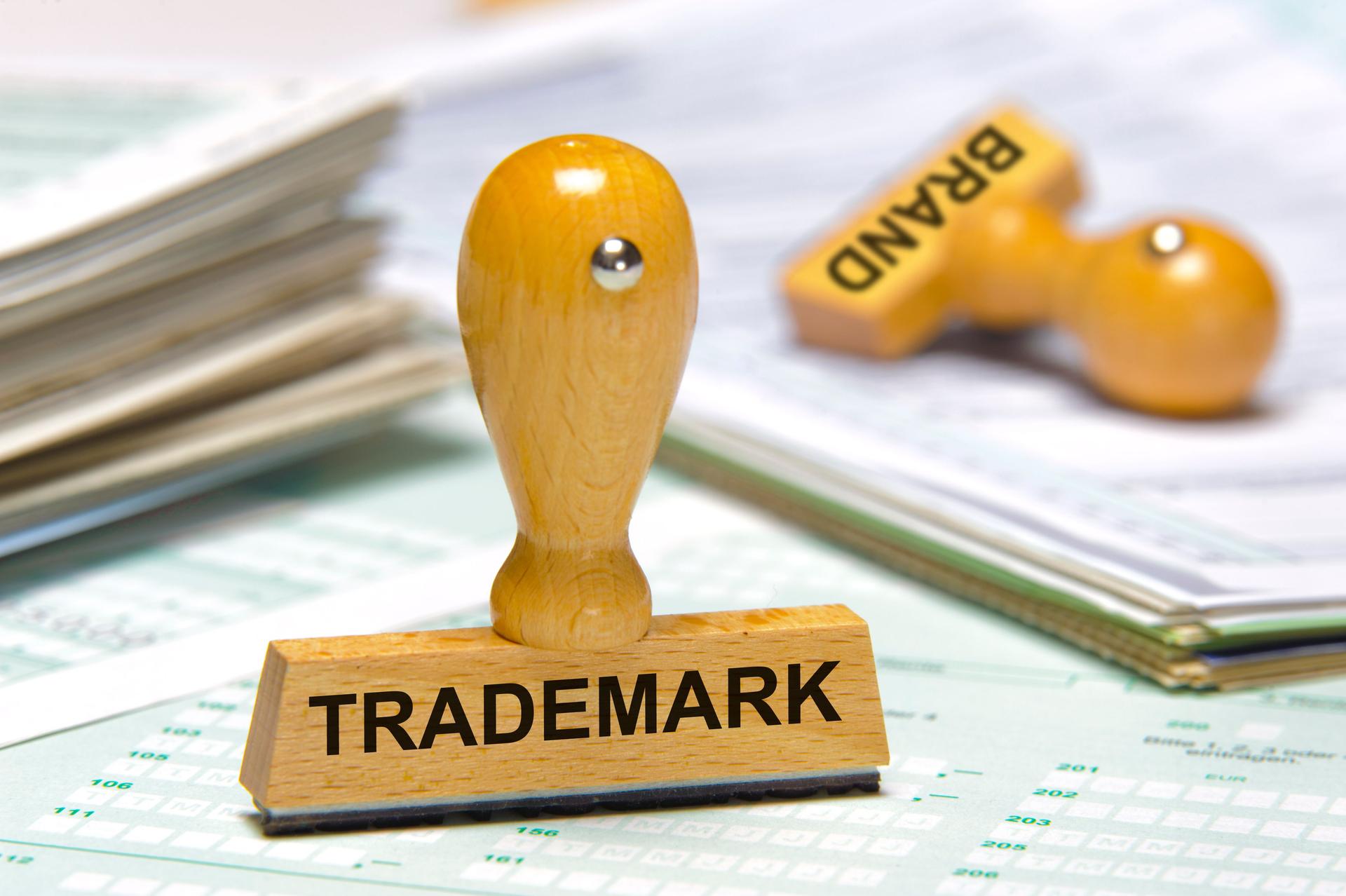 brand and trademark printed on rubber stamp